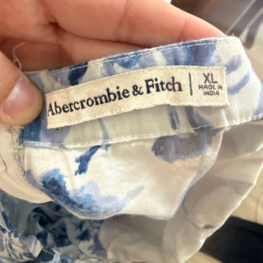 Abercrombie & Fitch Strappy Plunge Corset Maxi Blue White Floral Maxi Dress XL - Picture 7 of 7
